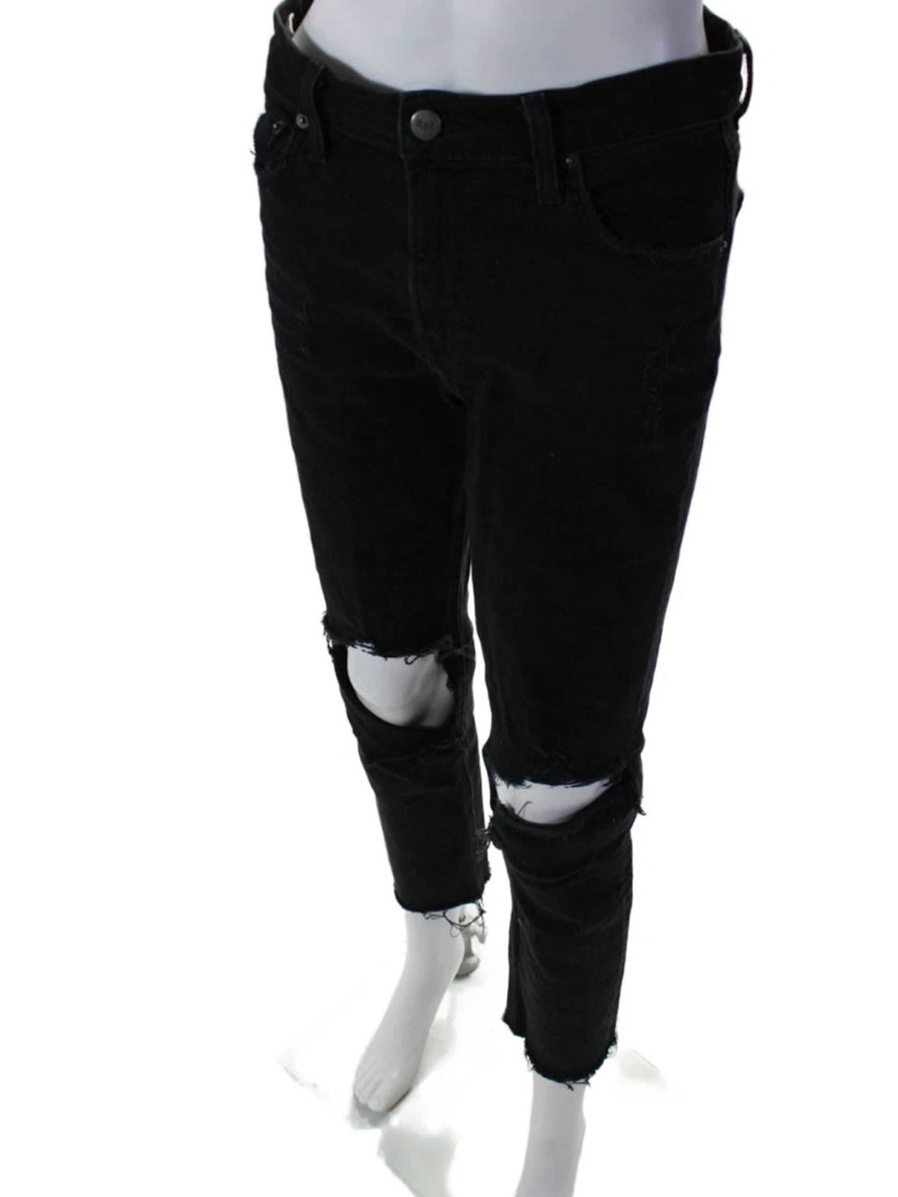 Reformation Camille Skinny Jeans in Black High Rise Distressed Knee Size 26 - Picture 6 of 9